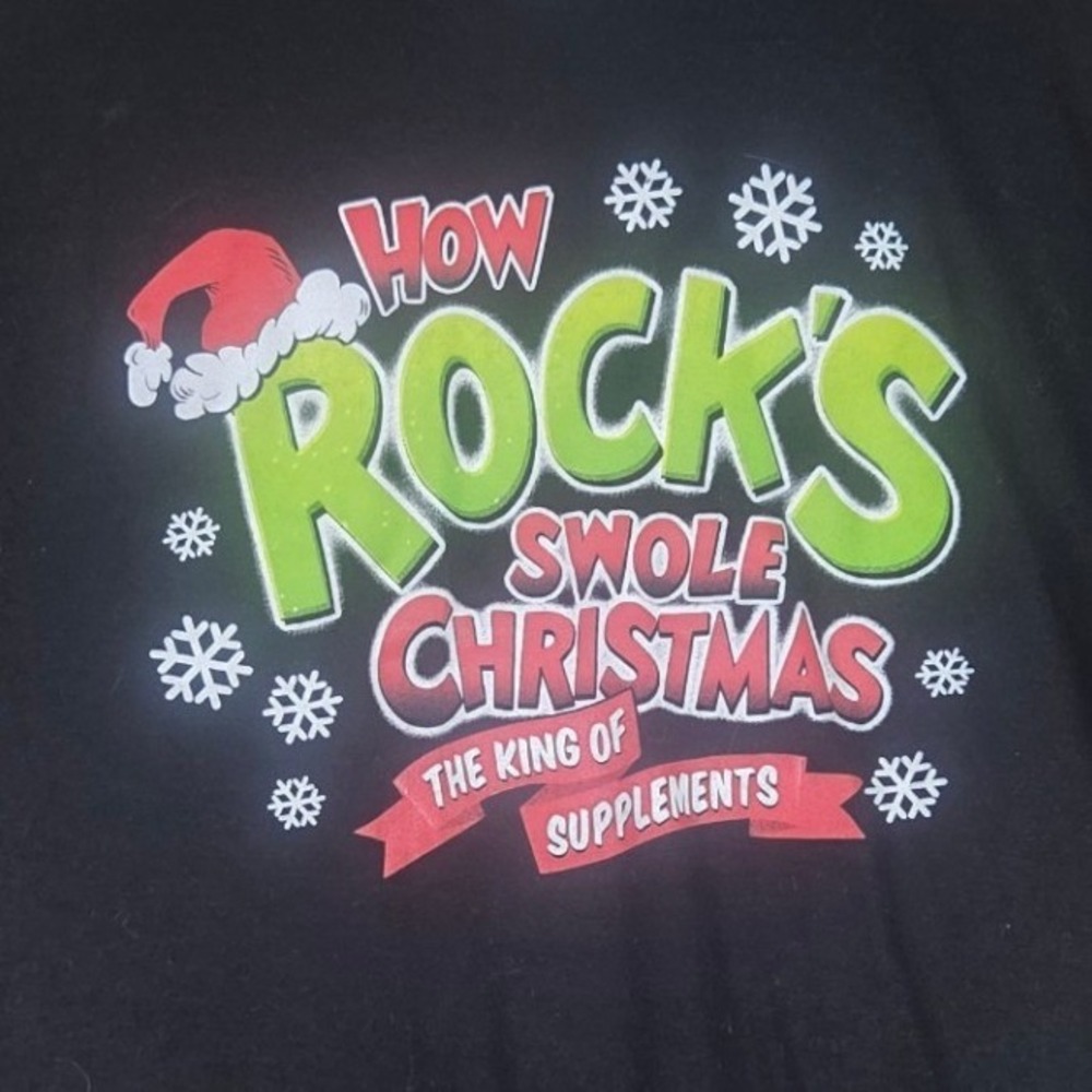 Tultex Graphic Tee Mens Large Black Rocks Swole Christmas Supplement Gym Shirt